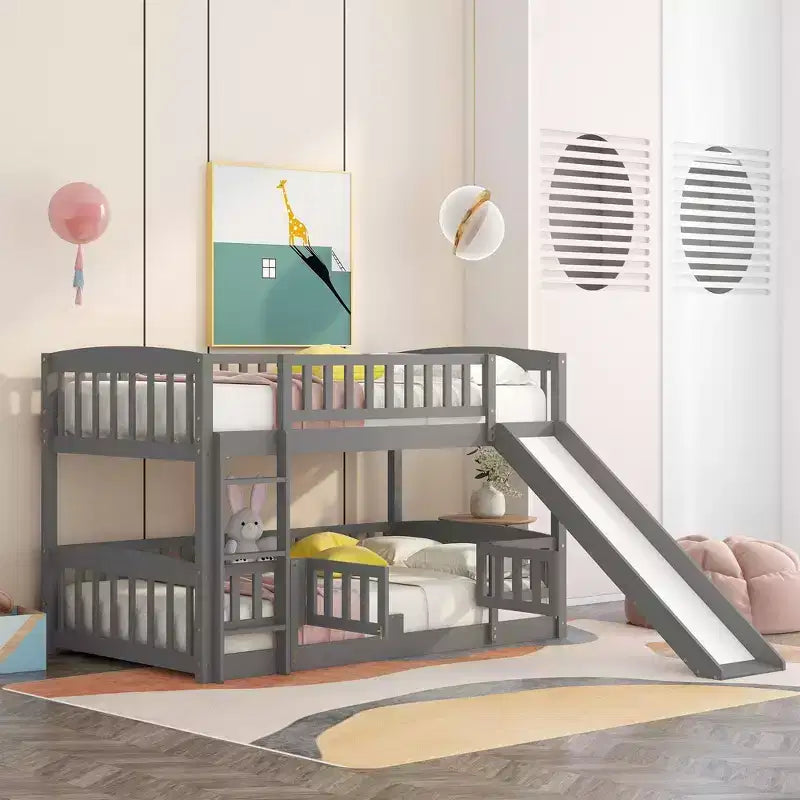 Lit superposé bas au design polyvalent avec échelle intégrée et toboggan