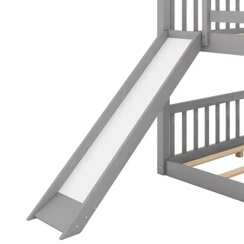 Lit superposé double en bois avec toboggan convertible et échelle