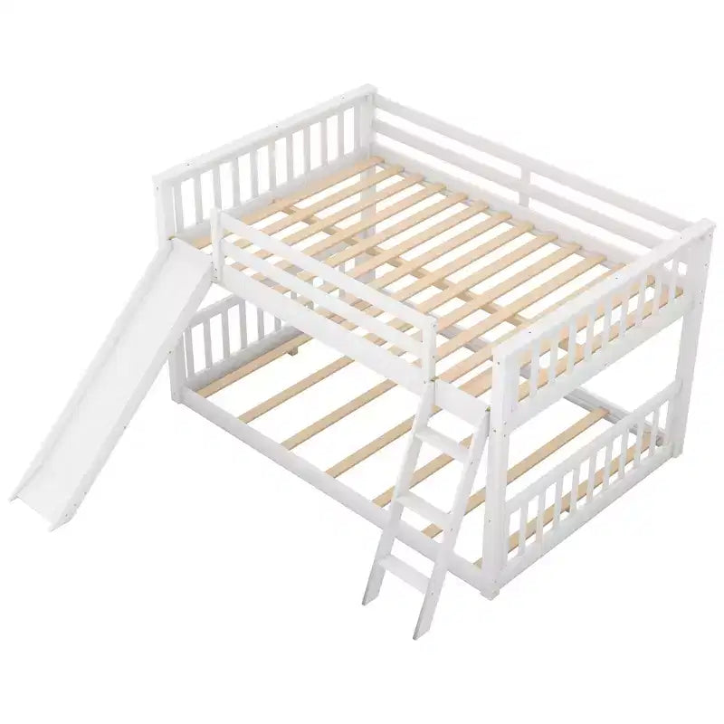 Lit superposé double en bois avec toboggan convertible et échelle