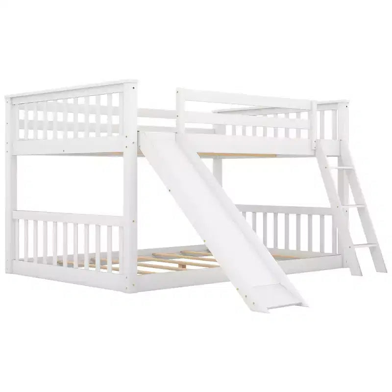 Lit superposé double en bois avec toboggan convertible et échelle