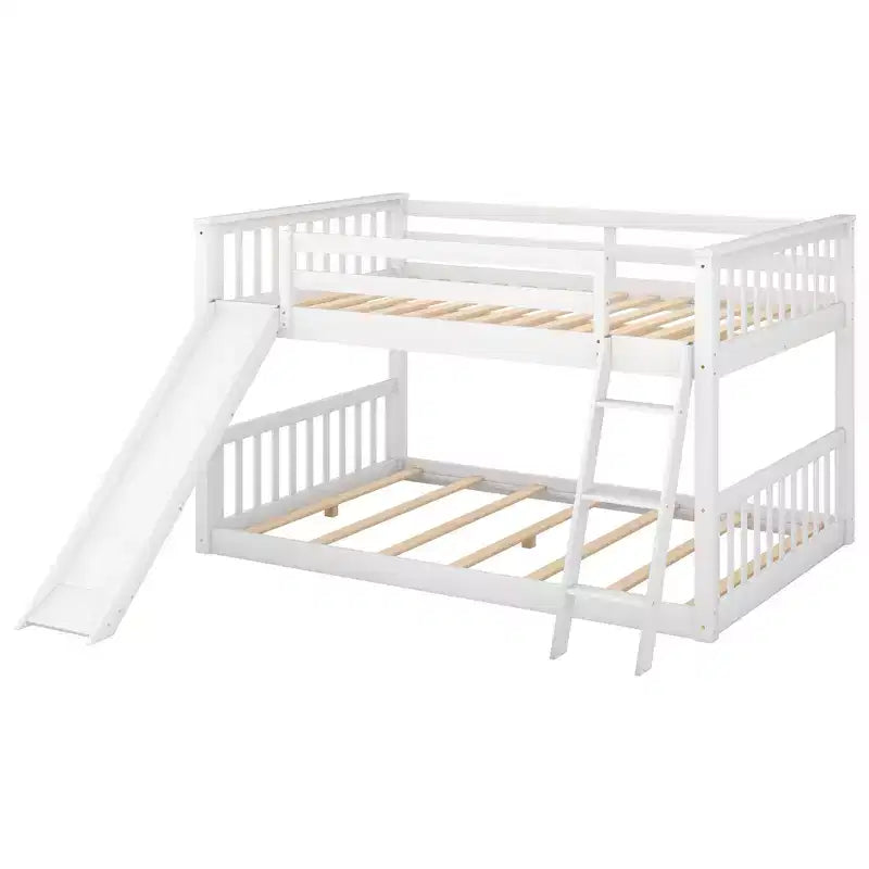Lit superposé double en bois avec toboggan convertible et échelle