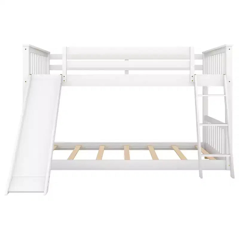Lit superposé double en bois avec toboggan convertible et échelle