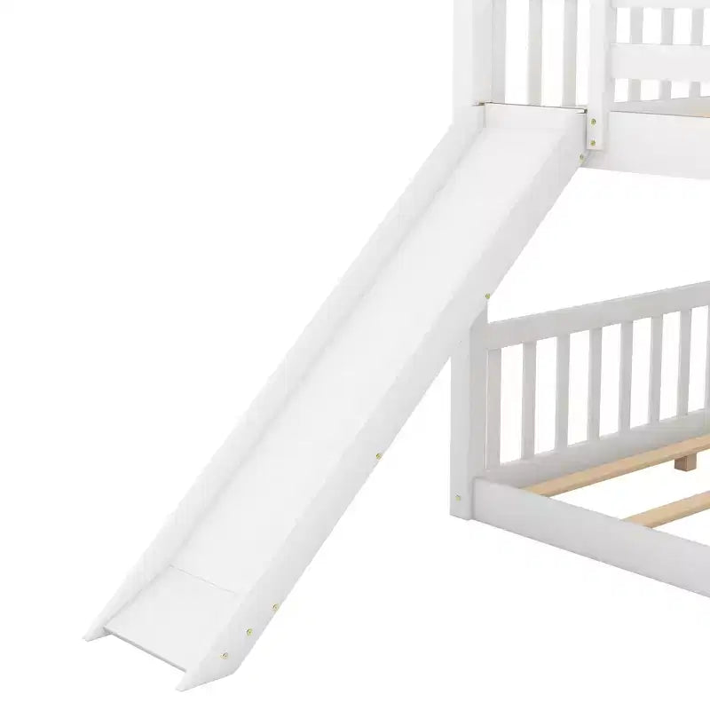 Lit superposé double en bois avec toboggan convertible et échelle