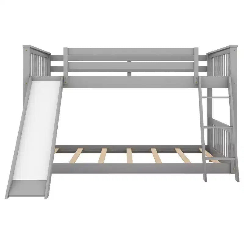 Lit superposé double en bois avec toboggan convertible et échelle
