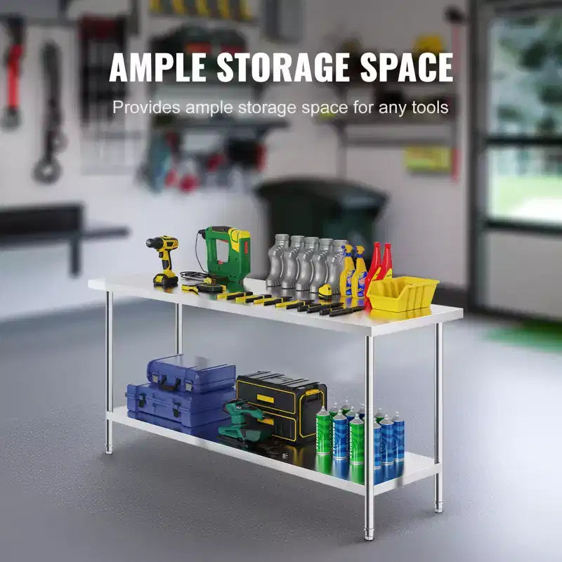 Table de préparation en acier inoxydable, capacité de charge de 399 kg