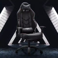 Fauteuil de jeu en cuir PU résistant à la transpiration, avec accoudoirs fixes et soutien lombaire ergonomique
