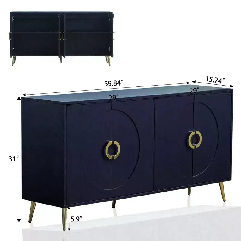 Bahut / Buffet / Enfilade 4 portes laqué moderne en bois