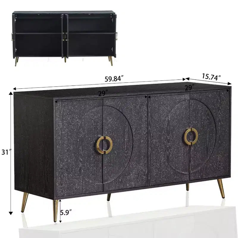 Bahut / Buffet / Enfilade 4 portes laqué moderne en bois