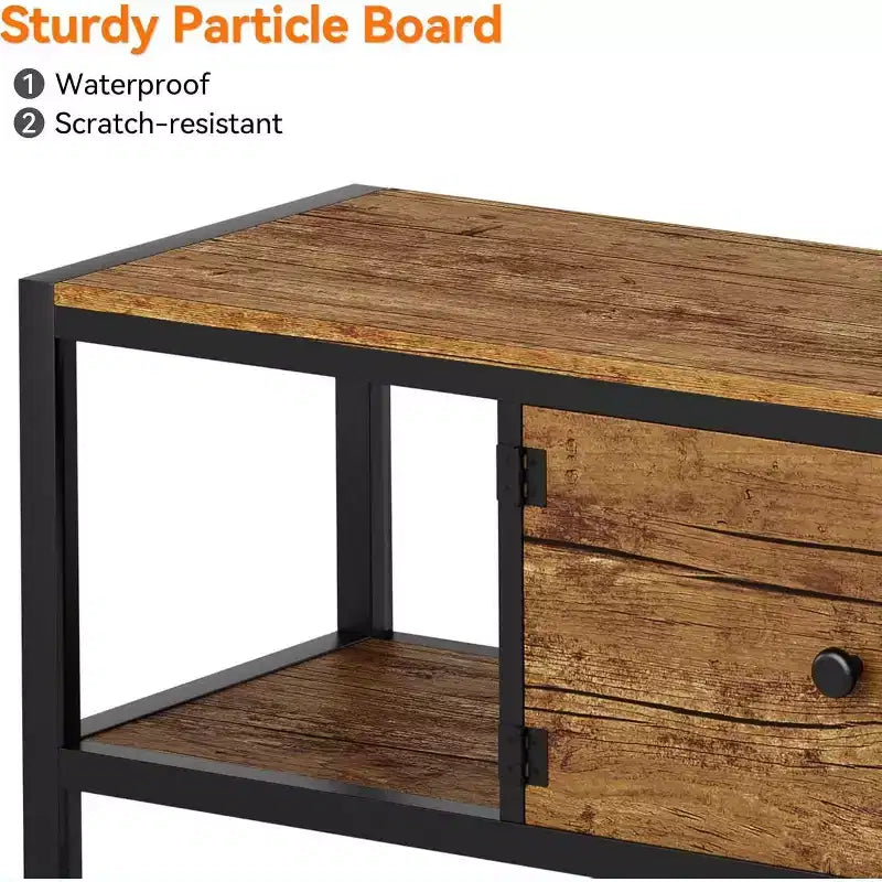 Meuble TV de style rustique marron de 65 pouces, meuble de rangement de style ferme