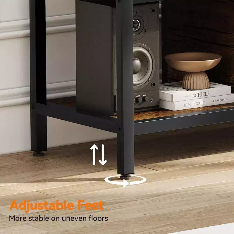 Meuble TV de style rustique marron de 65 pouces, meuble de rangement de style ferme