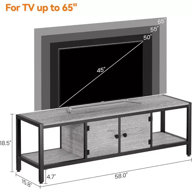 Meuble TV de style rustique marron de 65 pouces, meuble de rangement de style ferme