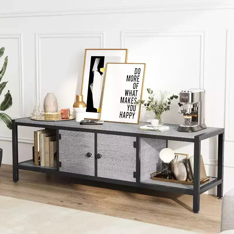 Meuble TV de style rustique marron de 65 pouces, meuble de rangement de style ferme