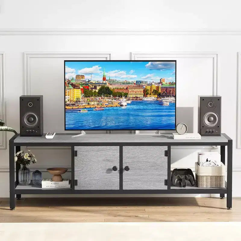 Rustic Brown 65 Inch TV Stand, Farmhouse Style Cabinet with Storage for TVs up to 75 Inch, Ideal for Living Room