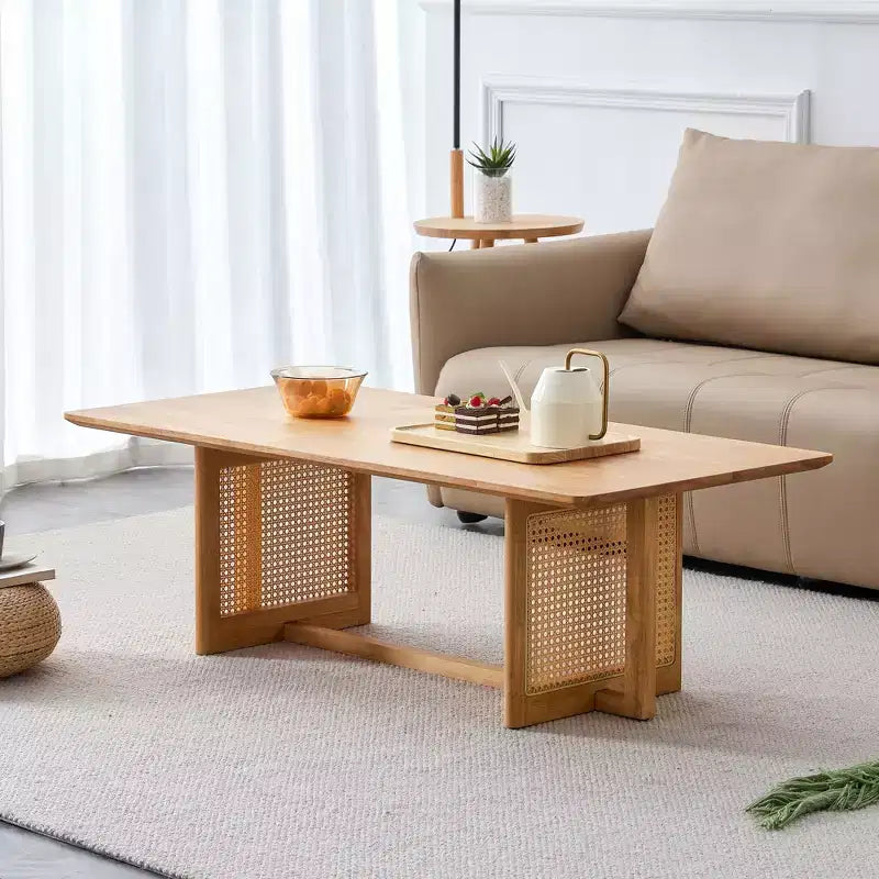 Vatros Rectangle Modern Coffee Table Small Wood Coffee Table