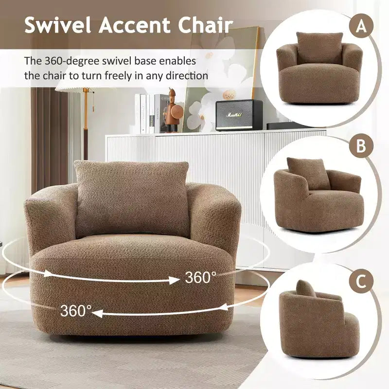 Fauteuil baril pivotant rembourré avec oreiller