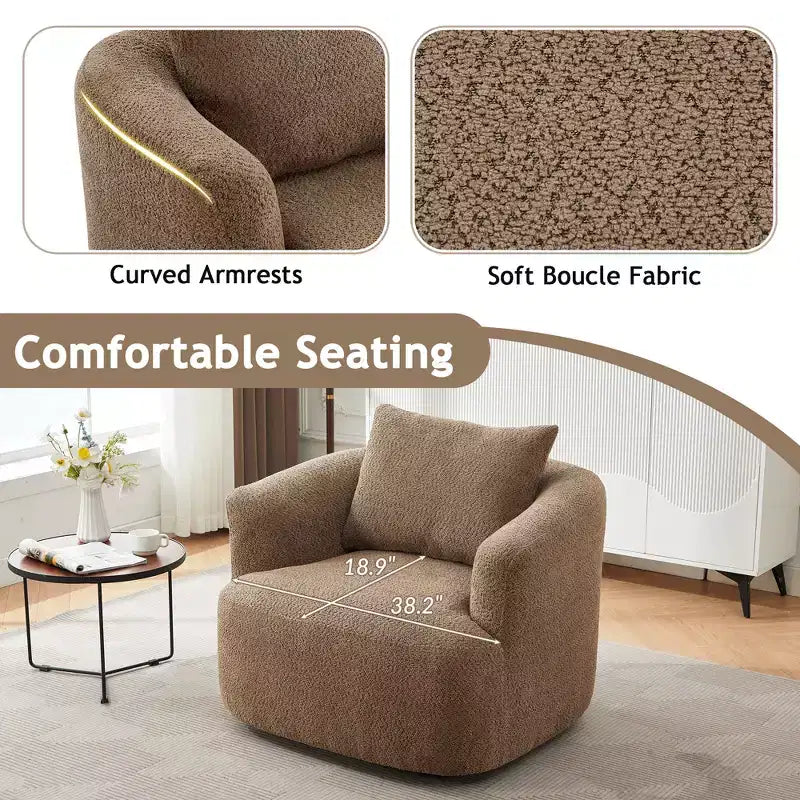 Fauteuil baril pivotant rembourré avec oreiller
