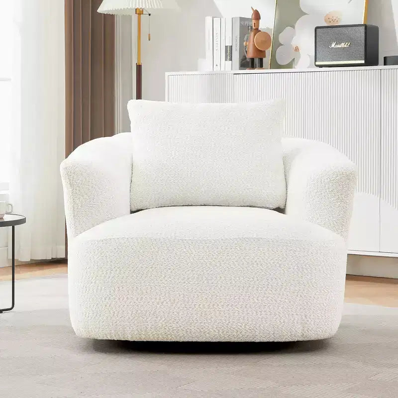 Fauteuil baril pivotant rembourré avec oreiller