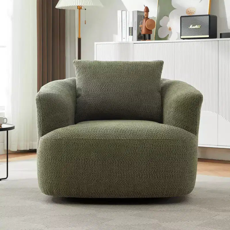 Fauteuil baril pivotant rembourré avec oreiller