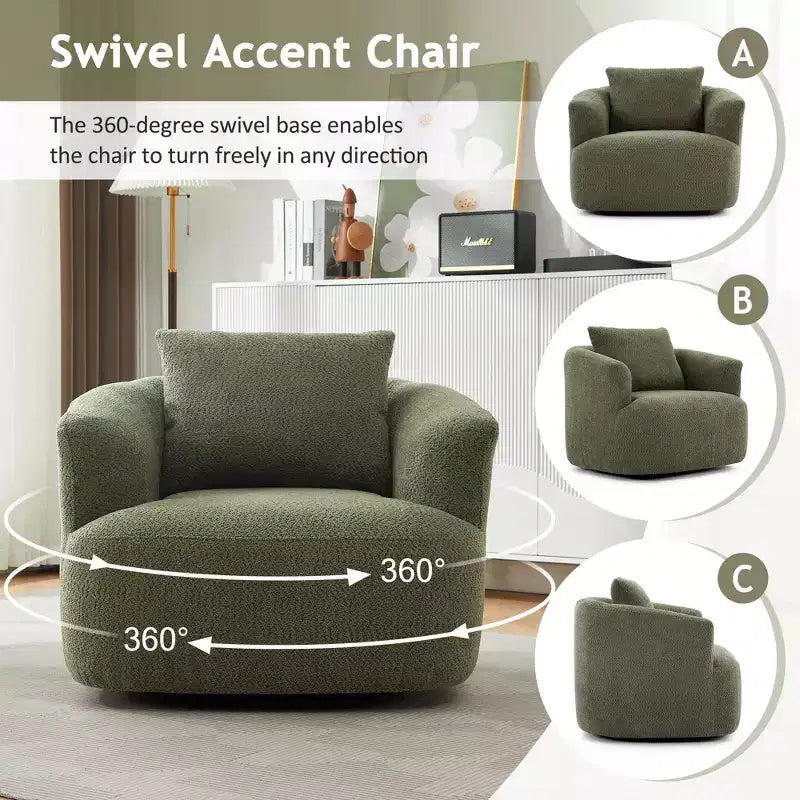 Fauteuil baril pivotant rembourré avec oreiller
