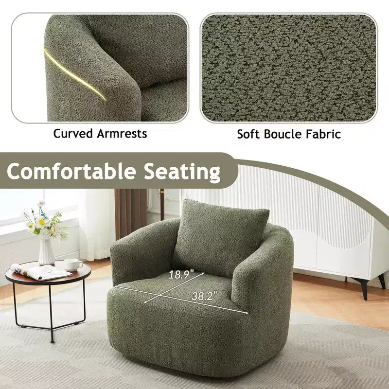 Fauteuil baril pivotant rembourré avec oreiller