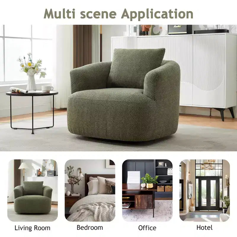 Fauteuil baril pivotant rembourré avec oreiller