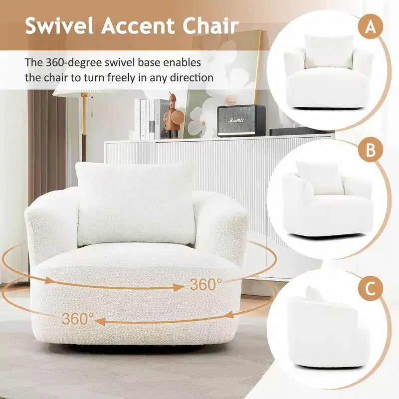 Fauteuil baril pivotant rembourré avec oreiller