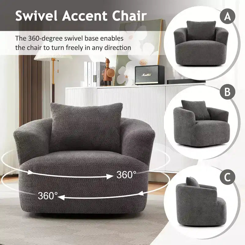 Fauteuil baril pivotant rembourré avec oreiller