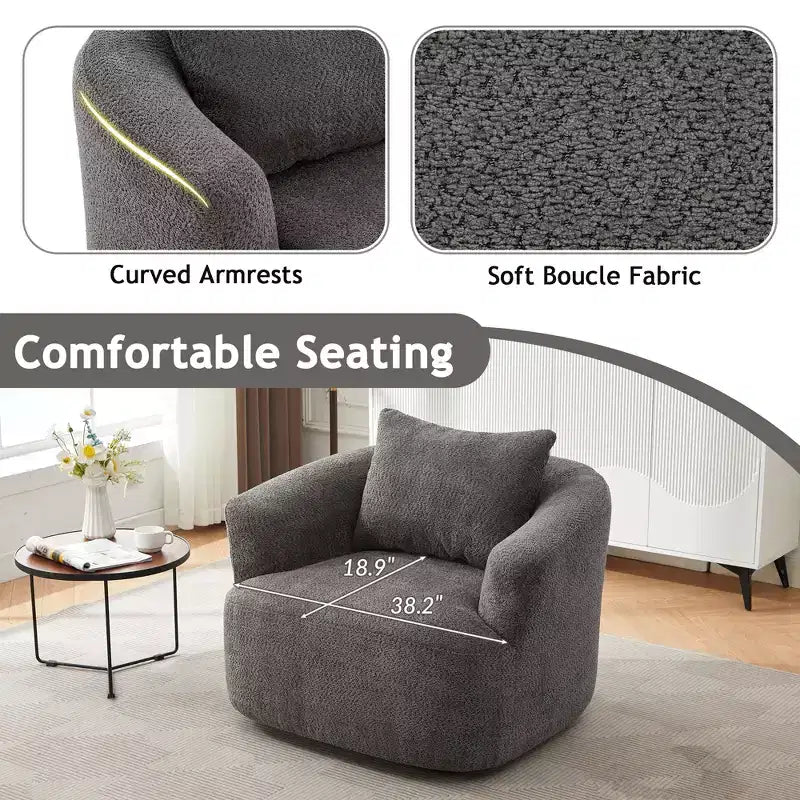 Fauteuil baril pivotant rembourré avec oreiller