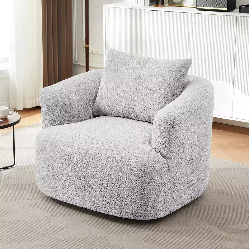 Fauteuil baril pivotant rembourré avec oreiller