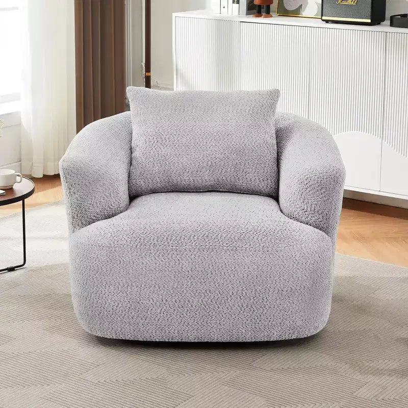 Fauteuil baril pivotant rembourré avec oreiller