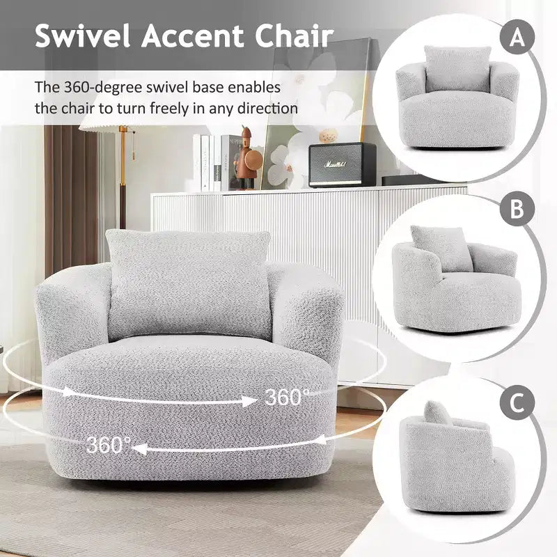 Fauteuil baril pivotant rembourré avec oreiller