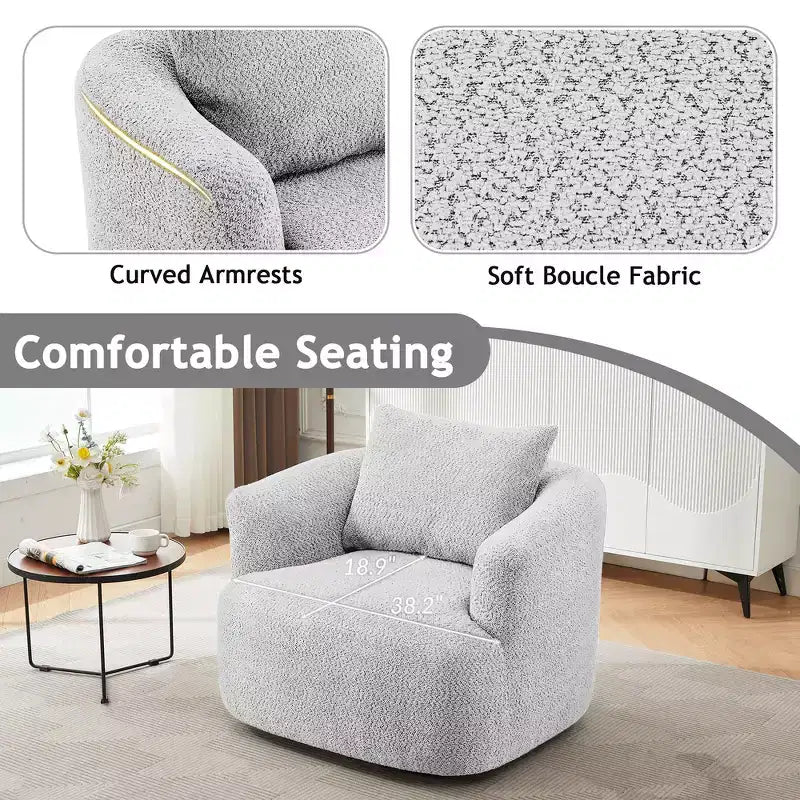Fauteuil baril pivotant rembourré avec oreiller