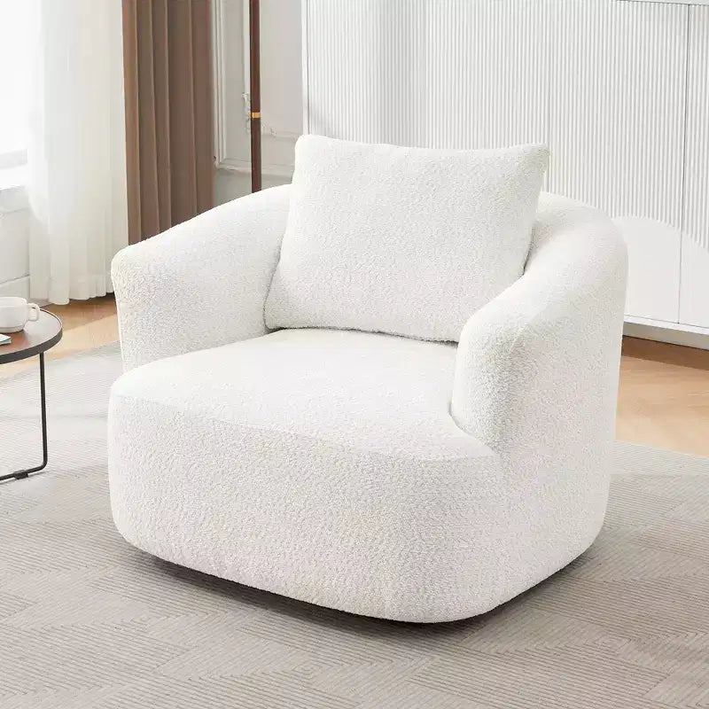 Whisen 38.2 Upholstered Swivel Barrel Chair with Pillow