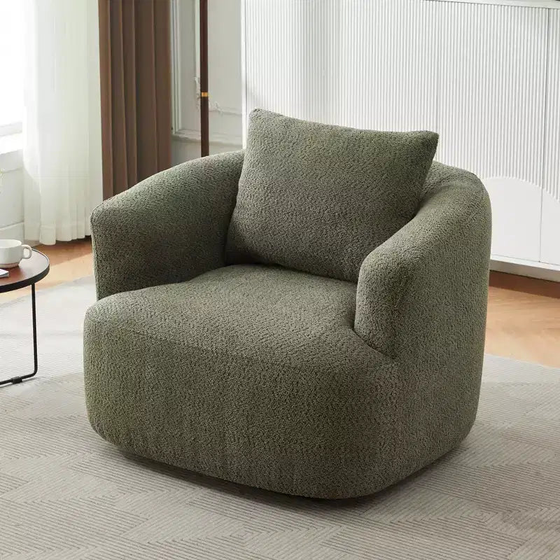 Fauteuil baril pivotant rembourré avec oreiller