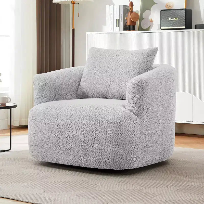 Fauteuil baril pivotant rembourré avec oreiller