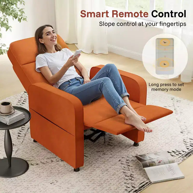 Fauteuil inclinable électrique avec dossier et repose-pieds réglables, Canapé inclinable rembourré