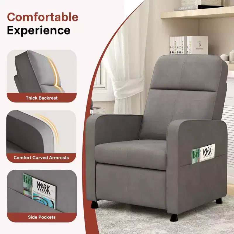 Fauteuil inclinable électrique avec dossier et repose-pieds réglables, Canapé inclinable rembourré