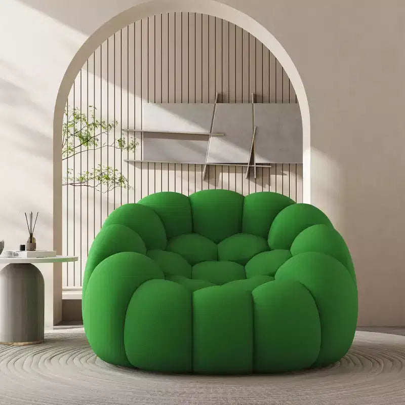 Canapé de sol Bubble au design incurvé, fauteuil poire 3D pour salon, vert