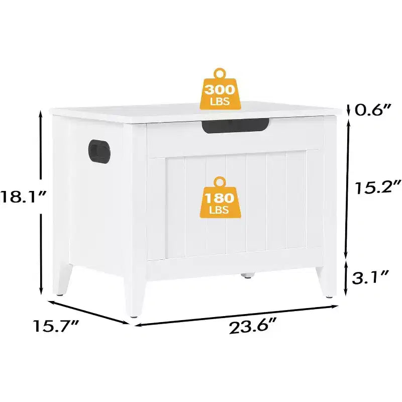 Wooden Storage Chest with Seat Cushion and 2 Safety Hinges, Entryway Bench for Organizer, Supports 220 Lb, Bedroom, Living Room