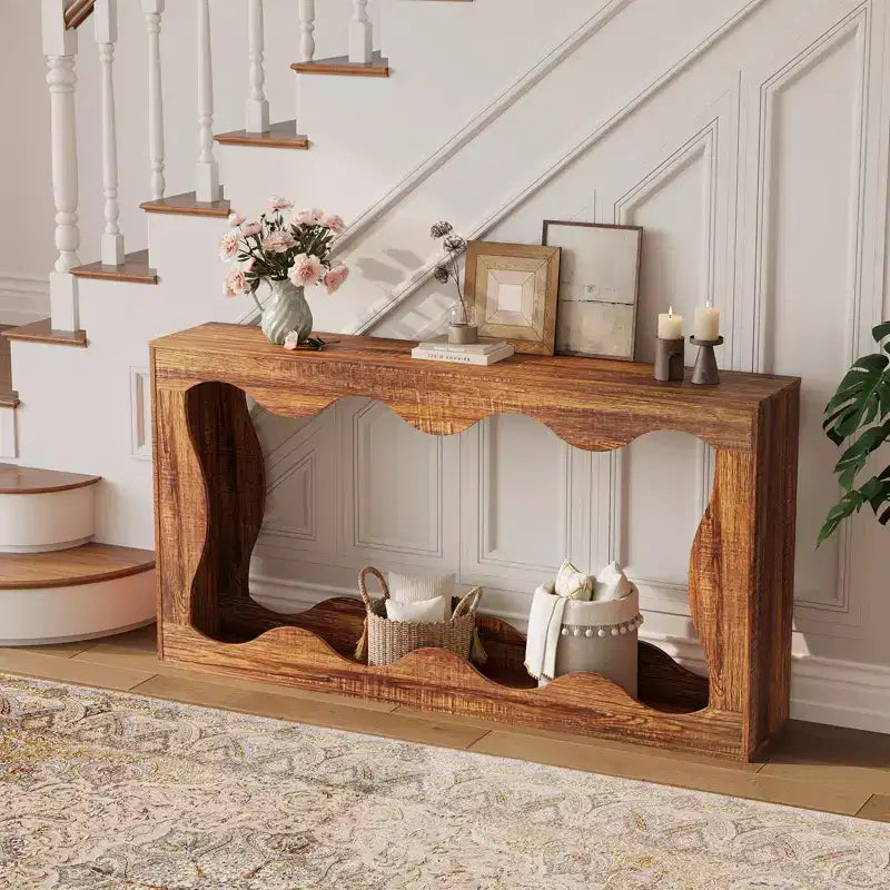 63 Long Farmhouse Console Table with Storage, Narrow Entryway Sofa Table for Hallway, Foyer, Wooden Industrial Accent Table,Sturdy Entry Table Stand