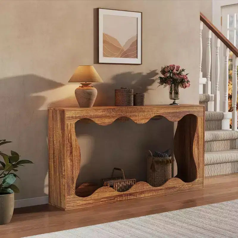 63 Long Farmhouse Console Table with Storage, Narrow Entryway Sofa Table for Hallway, Foyer, Wooden Industrial Accent Table,Sturdy Entry Table Stand