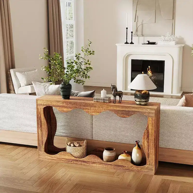 63 Long Farmhouse Console Table with Storage, Narrow Entryway Sofa Table for Hallway, Foyer, Wooden Industrial Accent Table,Sturdy Entry Table Stand
