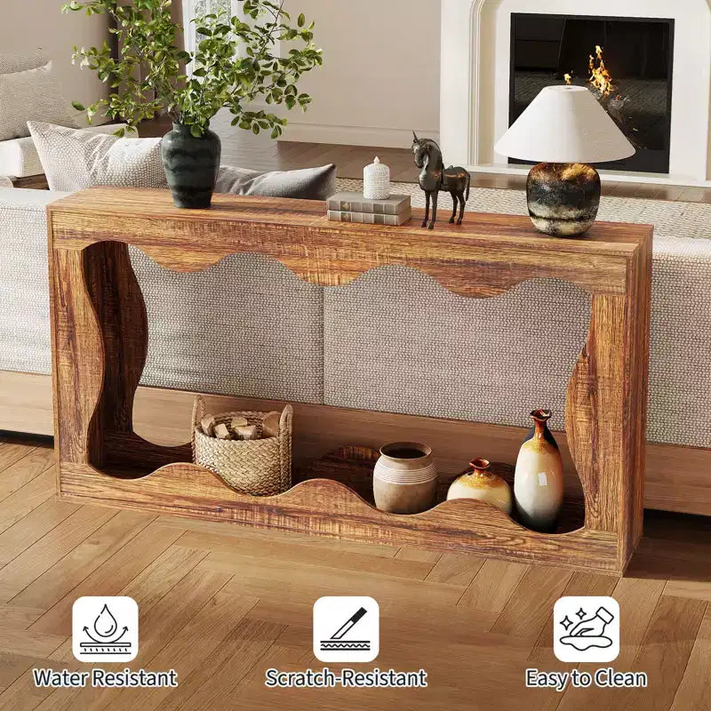 63 Long Farmhouse Console Table with Storage, Narrow Entryway Sofa Table for Hallway, Foyer, Wooden Industrial Accent Table,Sturdy Entry Table Stand