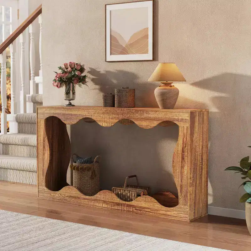 63 Long Farmhouse Console Table with Storage, Narrow Entryway Sofa Table for Hallway, Foyer, Wooden Industrial Accent Table,Sturdy Entry Table Stand