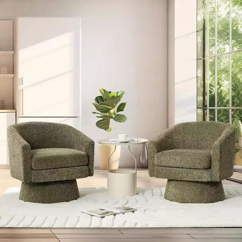 360 Swivel Chenille Lounge Chair - Accent Reading Chair with Storage, Modern Single Sofa Armchair, Club Chair for Living Room Bedroom Office