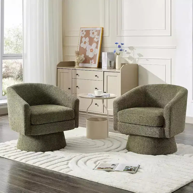 360 Swivel Chenille Lounge Chair - Accent Reading Chair with Storage, Modern Single Sofa Armchair, Club Chair for Living Room Bedroom Office