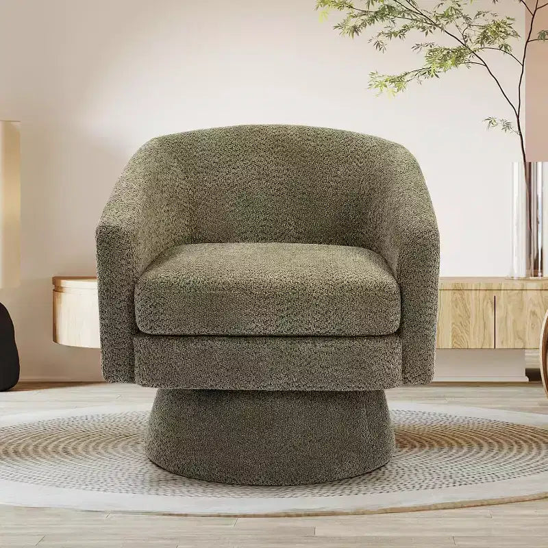 360 Swivel Chenille Lounge Chair - Accent Reading Chair with Storage, Modern Single Sofa Armchair, Club Chair for Living Room Bedroom Office