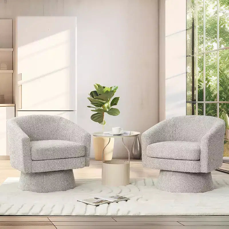 360 Swivel Chenille Lounge Chair - Accent Reading Chair with Storage, Modern Single Sofa Armchair, Club Chair for Living Room Bedroom Office