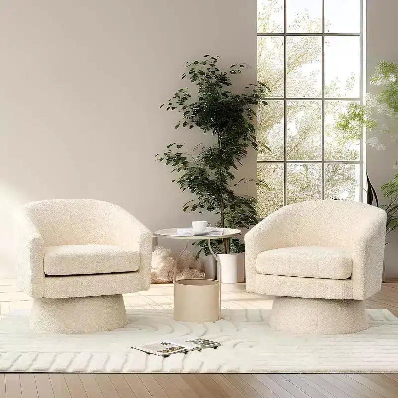 360 Swivel Chenille Lounge Chair - Accent Reading Chair with Storage, Modern Single Sofa Armchair, Club Chair for Living Room Bedroom Office