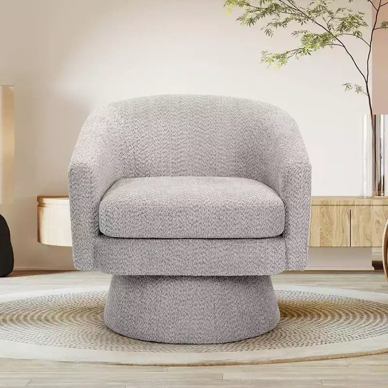 360 Swivel Chenille Lounge Chair - Accent Reading Chair with Storage, Modern Single Sofa Armchair, Club Chair for Living Room Bedroom Office